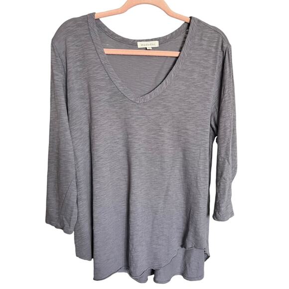 Mododoc burnout purple lavender long sleeve tapered shirt gentle v-neck large - Picture 1 of 6